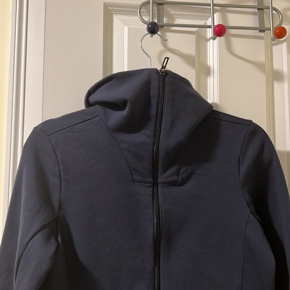 ADIDAS NAVY Track Jacket Full Zip Navy Size Medium Oversized Neck Cowl Gold Logo - Picture 6 of 8